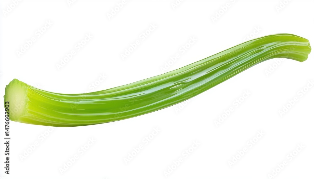 Vibrant Green Gummy Celery Candy on White Background Vibrant Green Gummy Celery Candy on White Background