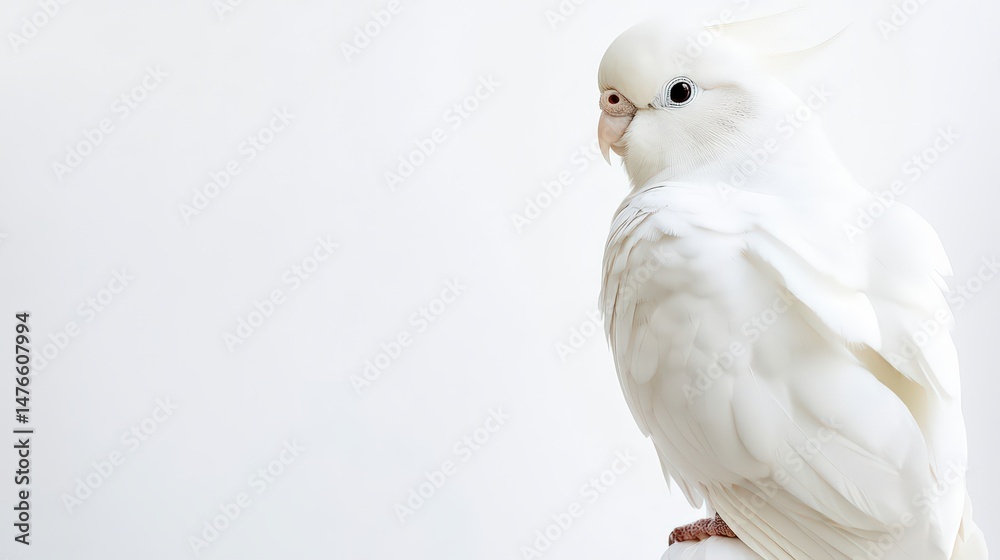 Fototapeta premium Ethereal beauty of a pristine white cockatoo against a minimalist backdrop