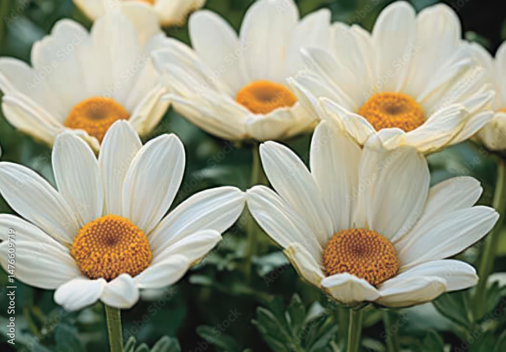 Obraz premium White Daisies with Yellow Centers Close Up