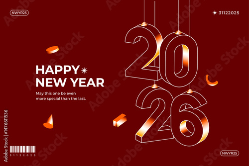 A vibrant and modern design showcasing the year 2026 in a dynamic color combinations