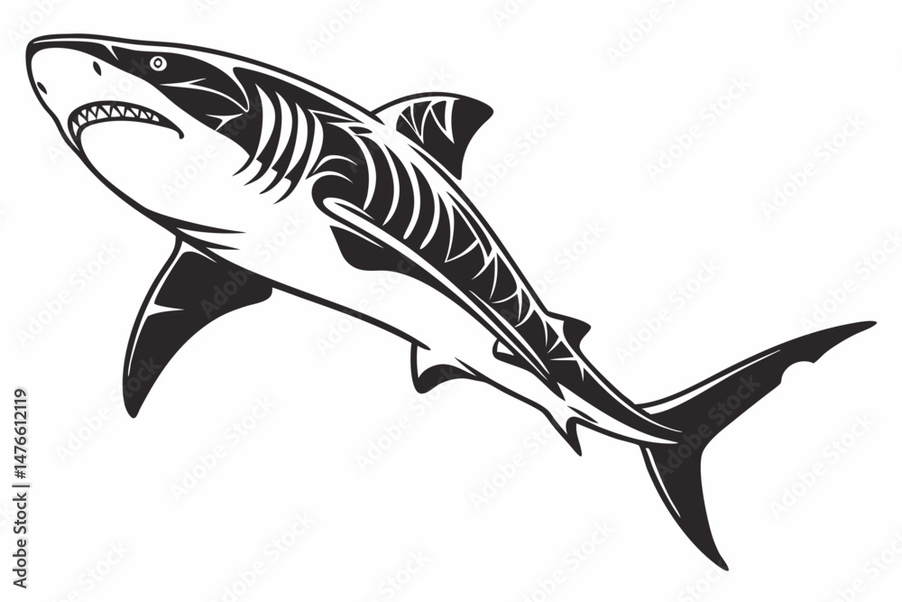 Obraz premium tiger shark sihouette black vector