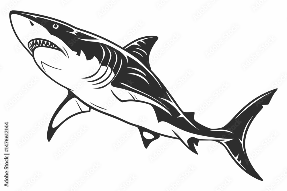 Obraz premium tiger shark sihouette black vector