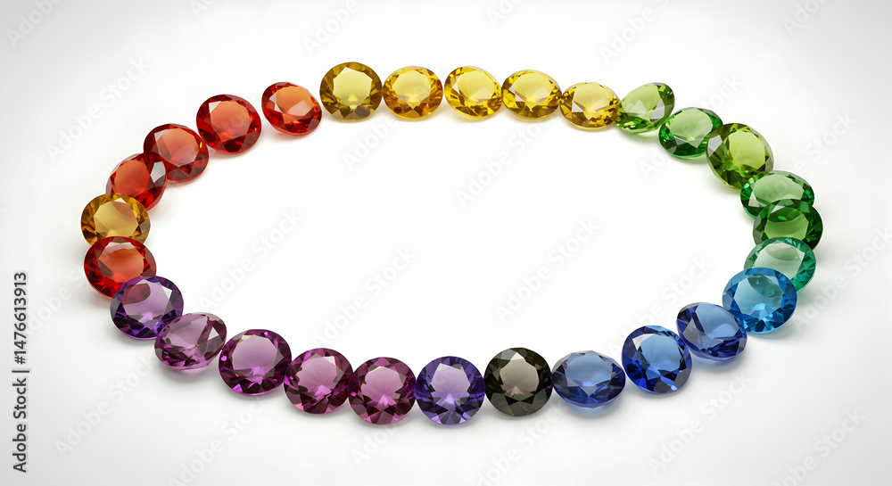 Vibrant Colorful Gemstones Arranged in a Circular Pattern Display Vibrant Colorful Gemstones Arranged in a Circular Pattern Display