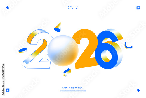 A vibrant and modern design showcasing the year 2026 in a dynamic color combinations