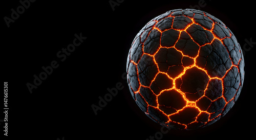 Cracked Lava Sphere Glowing with Lava Flowing through the Surface