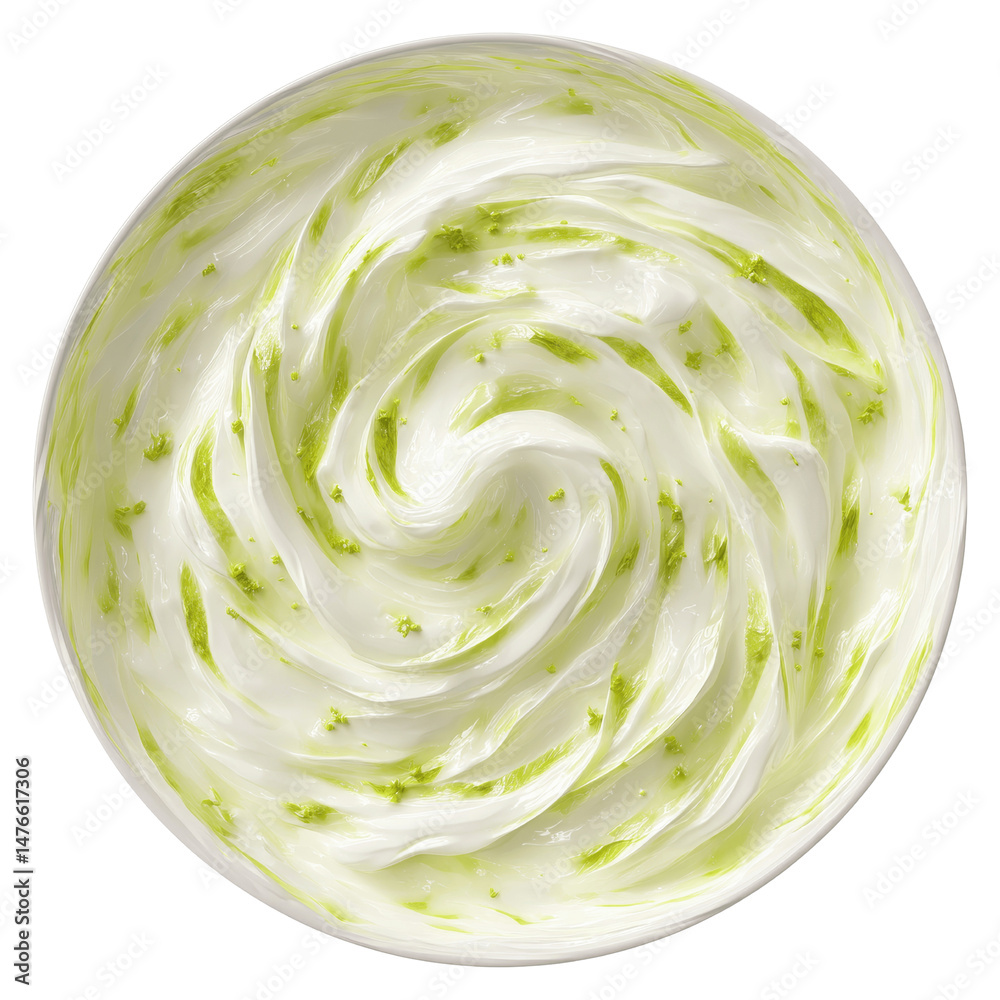 Obraz premium Lush Green Herbal Cream Texture in a Swirl