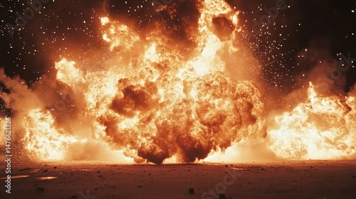 Fiery explosion creating a dramatic and overwhelming visual display