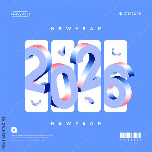 A vibrant and modern design showcasing the year 2026 in a dynamic color combinations