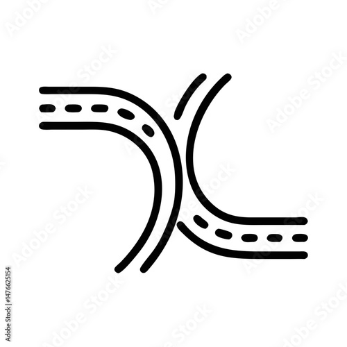 Curved intersection roads in minimalist graphic design  
