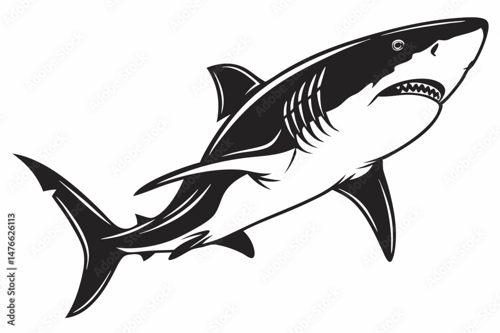 Obraz premium shark sihouette black vector