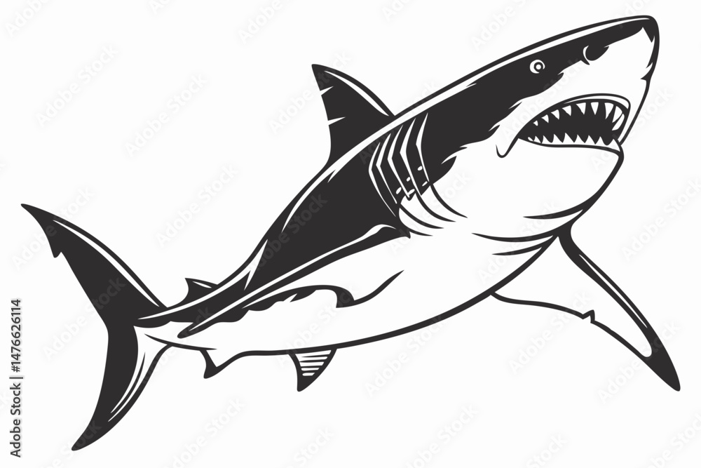 Obraz premium shark sihouette black vector