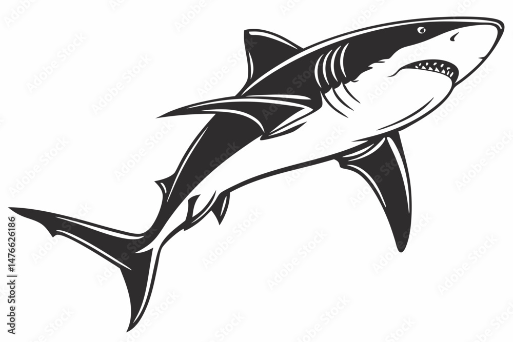 Fototapeta premium shark sihouette black vector