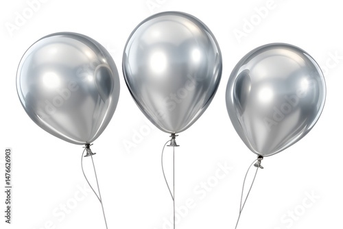 silver metalic balloons isolated on white or transparent png