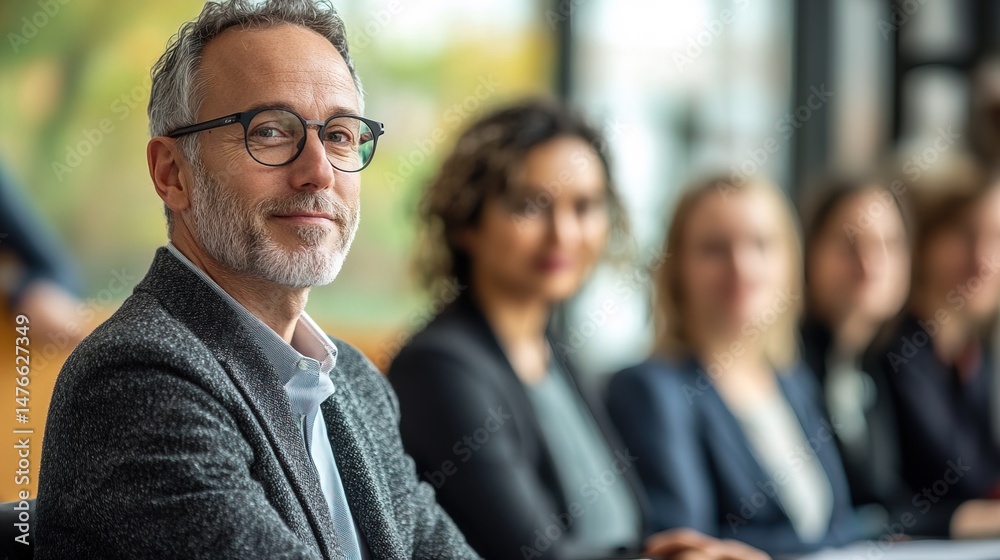 A leadership training session with executives learning from an AI-powered mentor A leadership training session with executives learning from an AI-powered mentor