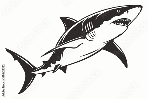 great white shark silhoette black vector
