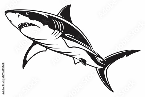 great white shark silhoette black vector