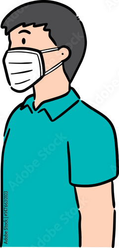 Illustration of man using medical protective mask
