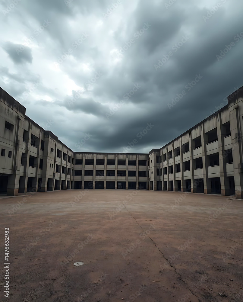 Obraz premium Deserted Brutalist University Campus