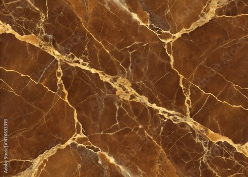 Close-up of Luxurious Brown Marble Surface with Gold Veins