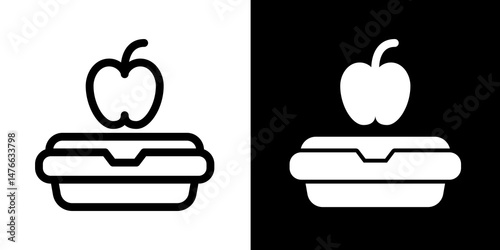 Lunchbox with Apple Icon - Healthy Meal for School or Work