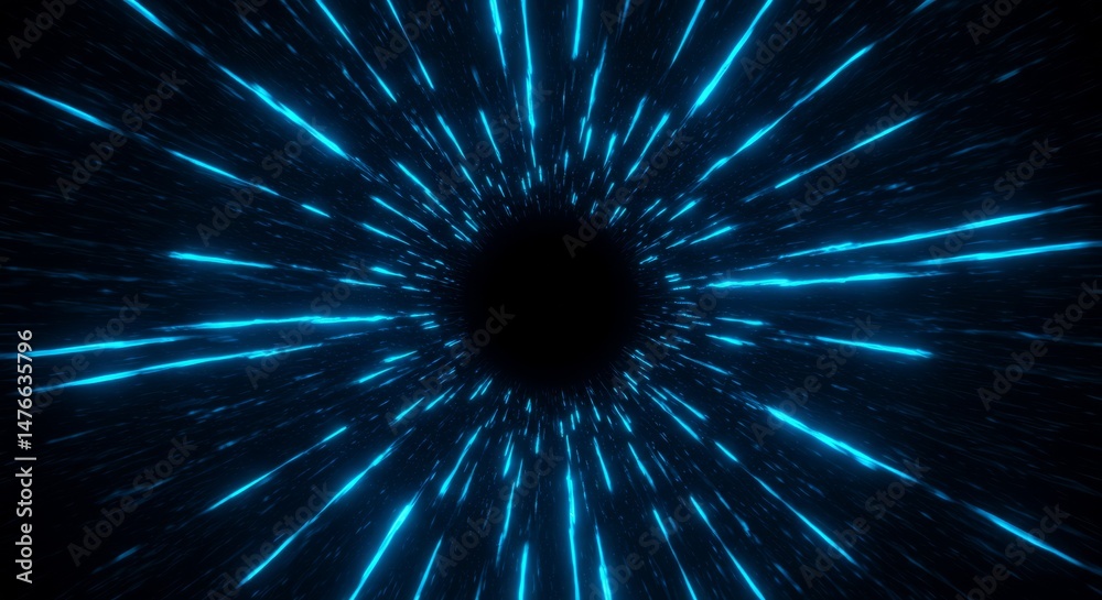 Obraz premium Abstract glowing lines converging to a black hole