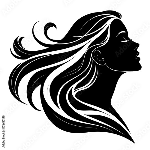 girl with long hair, girl silhouette 