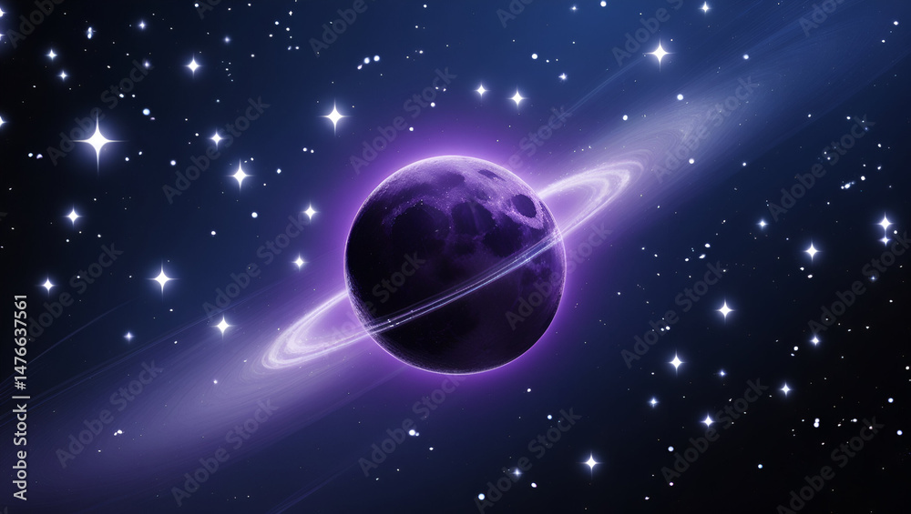 Obraz premium Majestic purple planet cosmic wonder swirling nebula celestial beauty