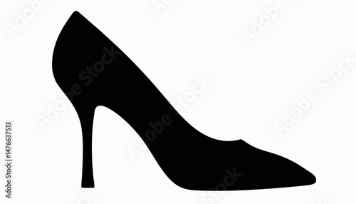Elegant silhouette of a classic high-heeled shoe on white background, fashion concept