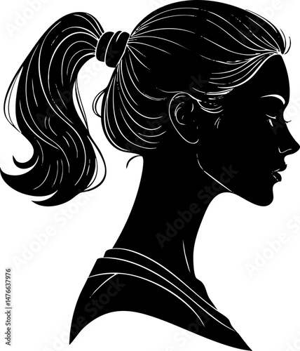 girl with long hair, girl silhouette