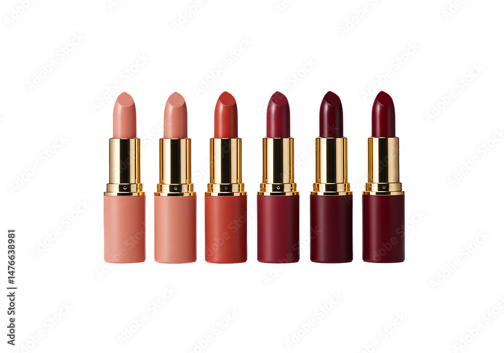 Obraz premium 6 Stunning Lipstick Shades Perfect for Every Occasion on Transparent background