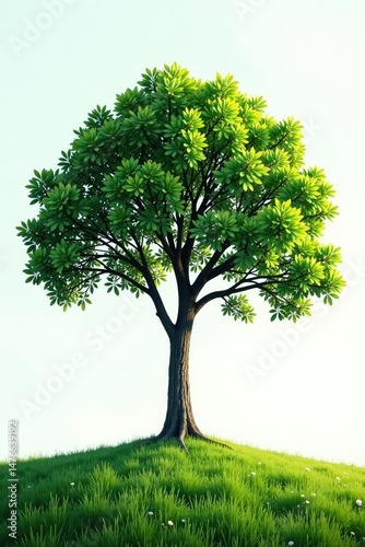 The branches stretch out to the surrounding blank space, solo tree, tree foliage, tree form