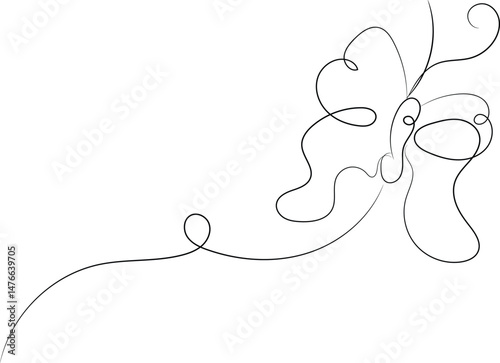 Elegant Continuous Line Drawing of a Butterfly in Flight