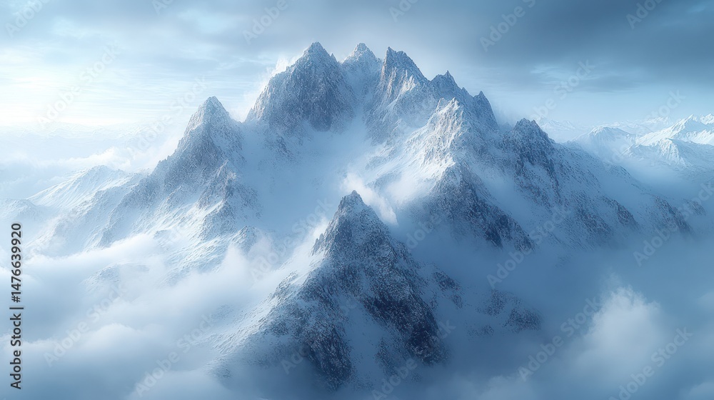 Obraz premium Misty mountain peaks