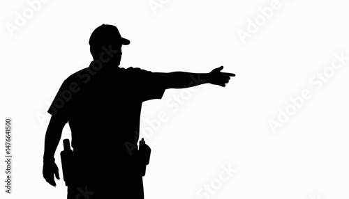 Police officer silhouette directing traffic, authority and guidance