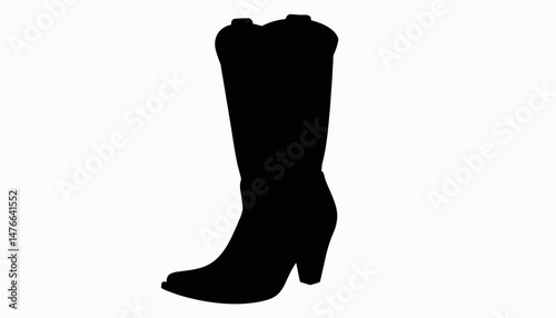 Elegant high-heeled boot silhouette on white background, fashion concept