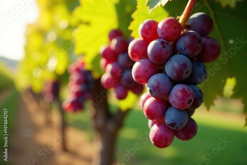Close-up of ripe Bordeaux grapes on the vine, sun-drenched and ready for harvest , plump, delicious, grapes photo