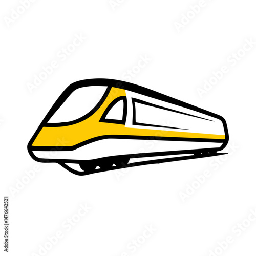 Modern yellow train illustration on a white background  