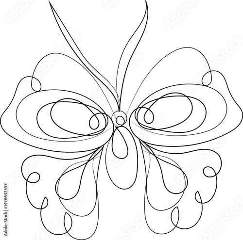 Abstract Butterfly Line Art Drawing Single Line Minimalist Illustration