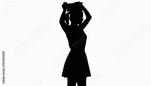 Silhouette of a gardener watering plants, nurturing growth