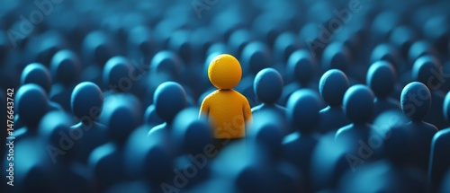 A person stands out in a crowd of people
