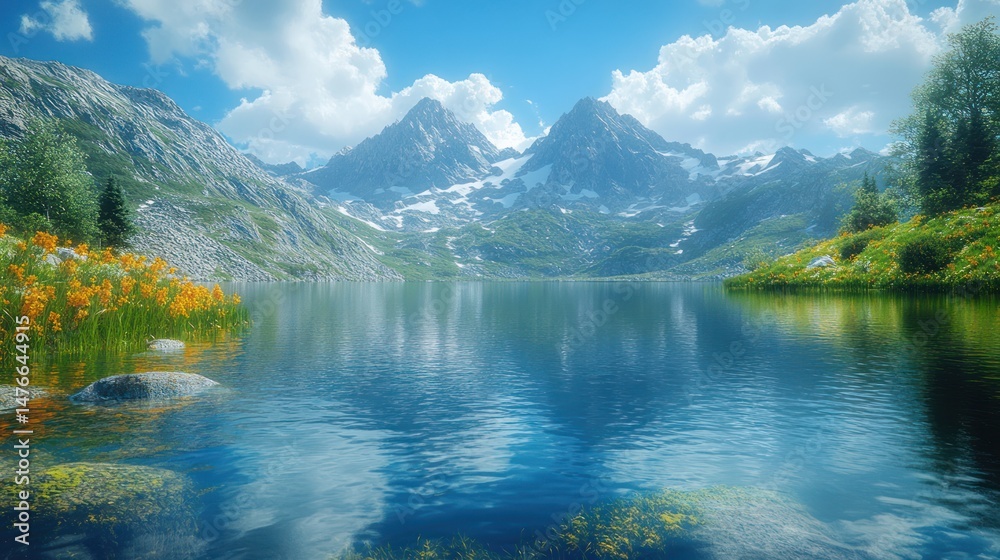 Fototapeta premium Mountain lake landscape