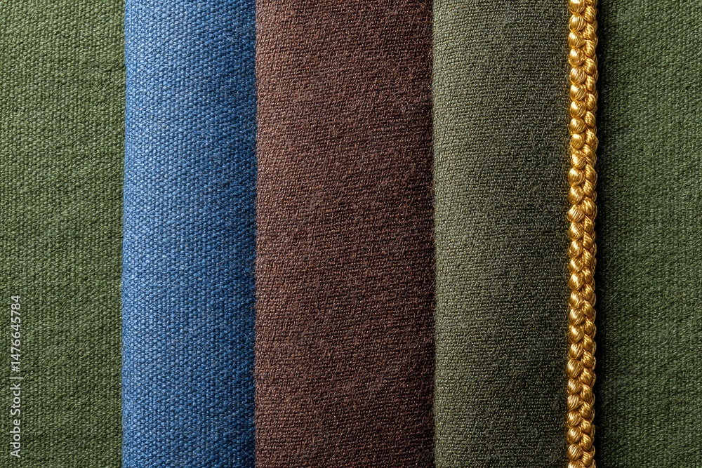 Fototapeta premium Earthy Canvas Textures: A Study in Subtle Hues and Gold Braid
