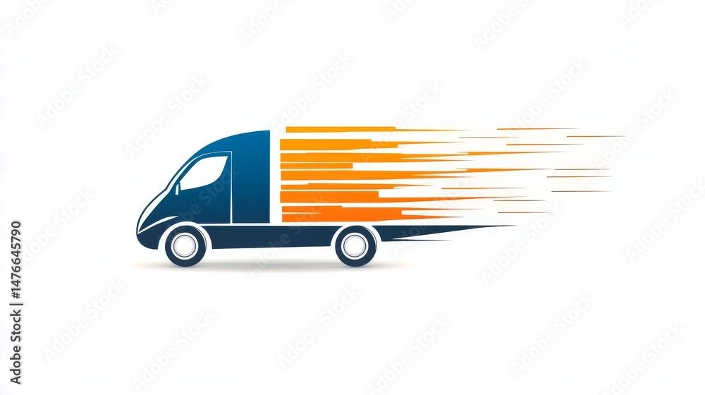 Naklejka premium Vibrant abstract depiction of a fast-moving cargo truck in transit for innovative logistics and transportation design