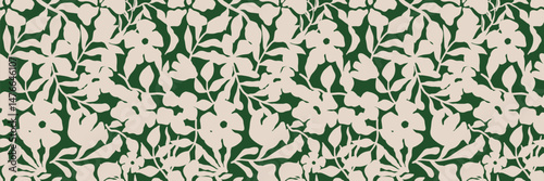 Floral abstract seamless pattern background. Hand drawn minimal abstract pattern. Collage contemporary print. Fashionable template for fabric, textiles, clothing, wrapping paper, banner, home decor