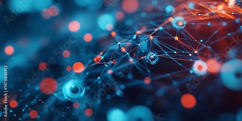 Abstract futuristic network structure of interconnected digital connections and data points