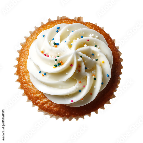 top view of cup cake, Isolated image, die-cut