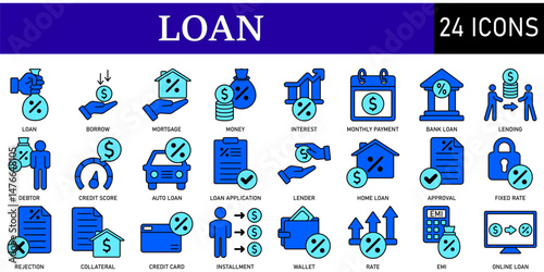 Set of loan Icons or symbols Vector fully editable file.