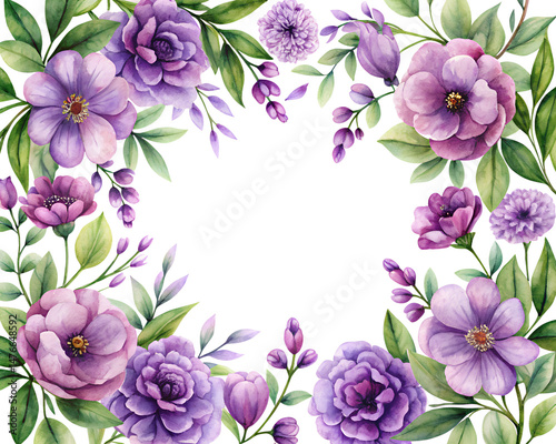 frame made of lilac flowers isolated on white background.  PNG Transparent file type with High Definition  Quality