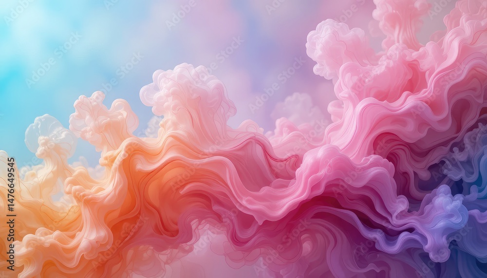 Obraz premium Pastel ink flow with translucent overlapping shapes