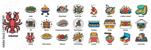 A crab is shown with a variety of foods on its shell